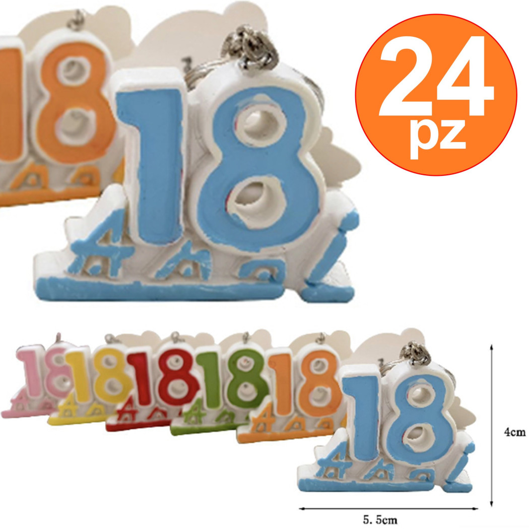 foto del prodotto trade shop traesio set 24 bomboniera bomboniere numero 18 anni diciottesimo compleanno porta chiavi 
