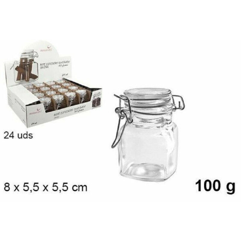 foto del prodotto trade shop traesio set 24 pezzi barattolo quadrato vasetto con tappo porta spezie vetro 100g 100828 