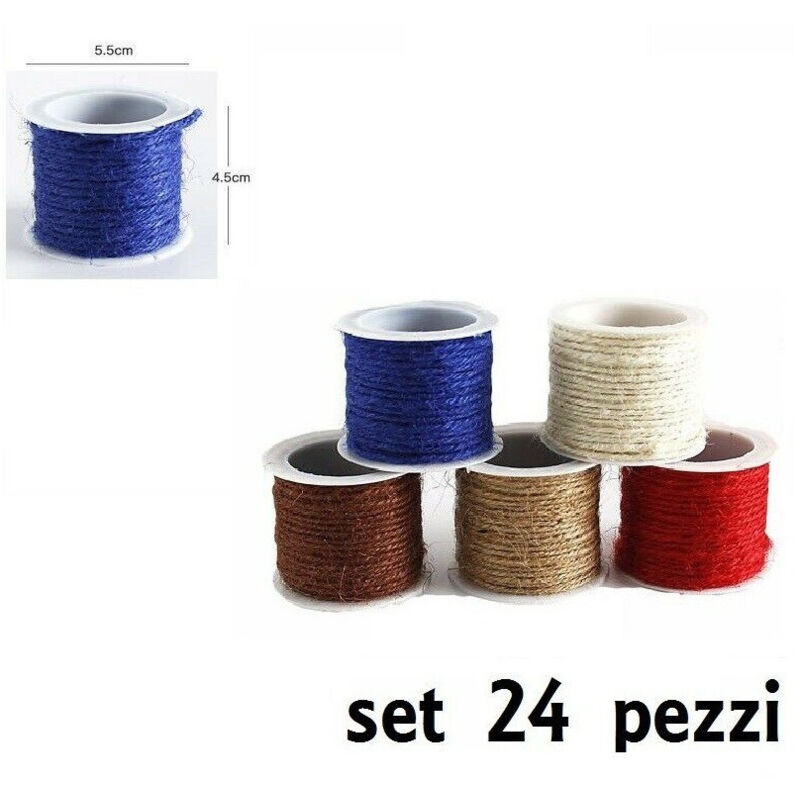 foto del prodotto trade shop traesio set 24 pezzi filati di lino colorato 3mmx4,5mt lavoretti bricolage hobby 