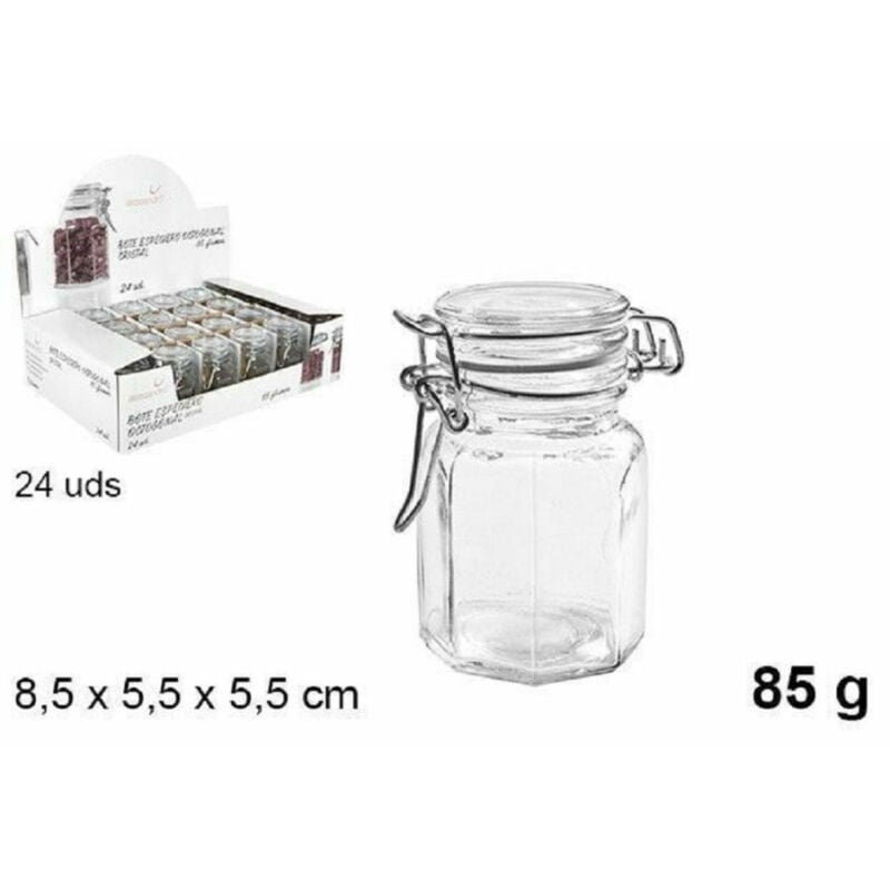 foto del prodotto trade shop traesio set 24 pz barattolo ottagonale vasetto con tappo porta spezie vetro 85g 100827 
