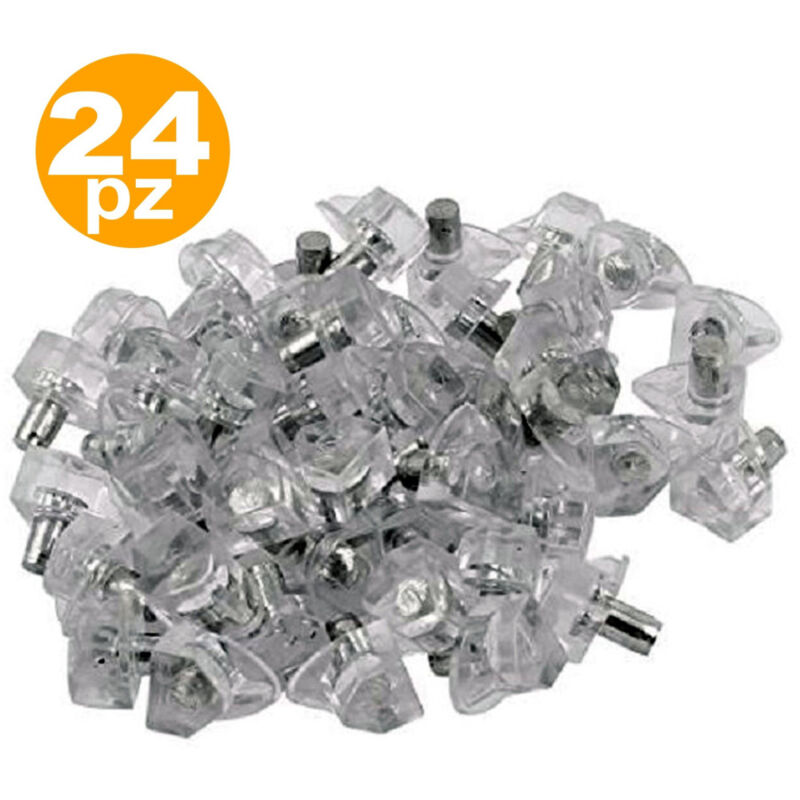 foto del prodotto trade shop traesio set 24 supporti perno per mensole reggimensola pioli morsetto triangolare trasparente 