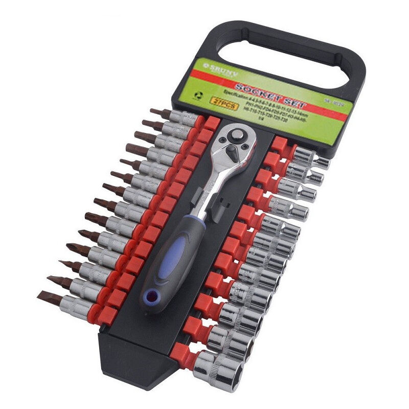 foto del prodotto trade shop traesio set 27 chiavi bussole torx attacco 1 4 chiave a cricchetto reversibile 