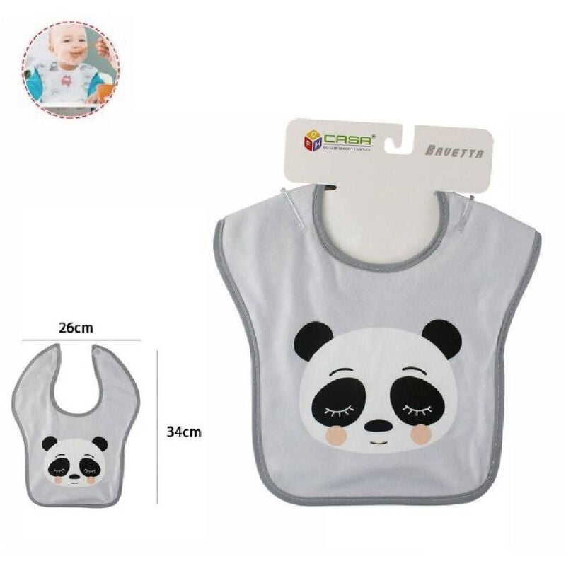 foto del prodotto trade shop traesio set 2pz bavetto bavaglino neonato pappa allattamento bambini panda 68333 bavetta 