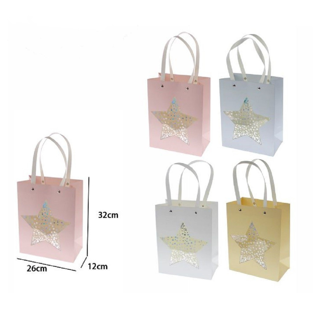 foto del prodotto trade shop traesio set 2pz buste borsa da regalo con stella 32 x 26 x 12cm 69939 varie colorazioni 