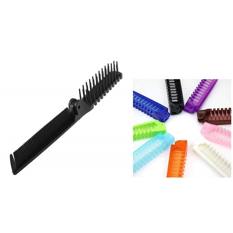 foto del prodotto trade shop traesio - set 2pz doppio pettine 2in1 capelli pieghevole districante dentata dritto spazzola -