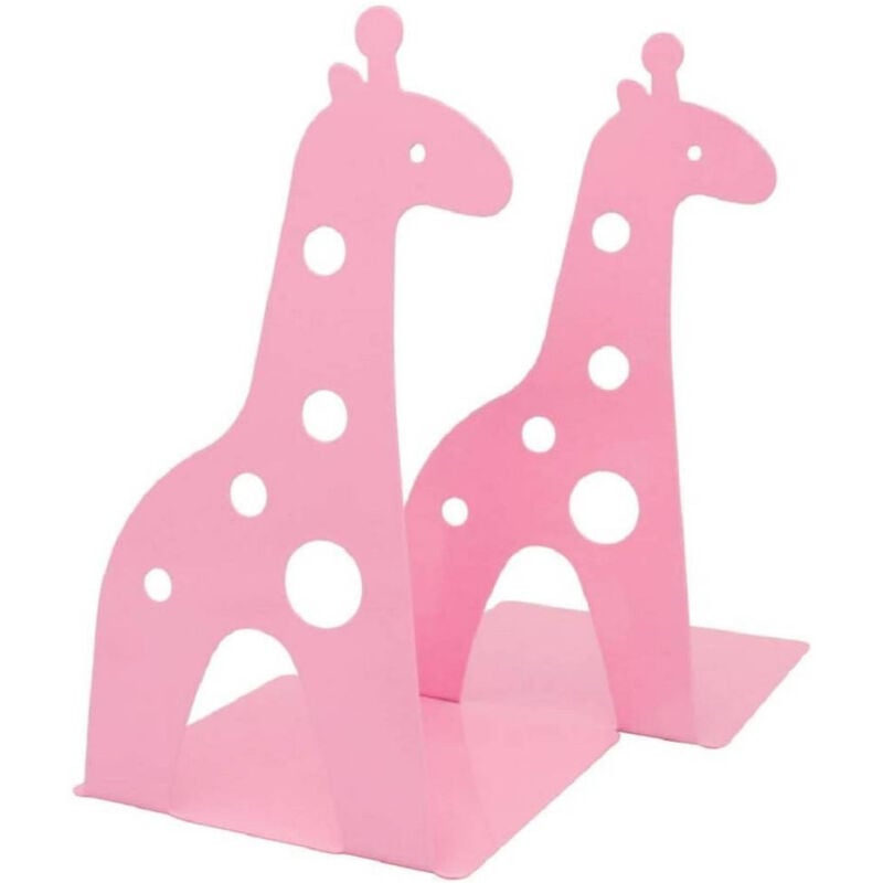 foto del prodotto trade shop traesio set 2pz grazioso ferma libri a forma di giraffa in metallo scrivania bambini rosa 
