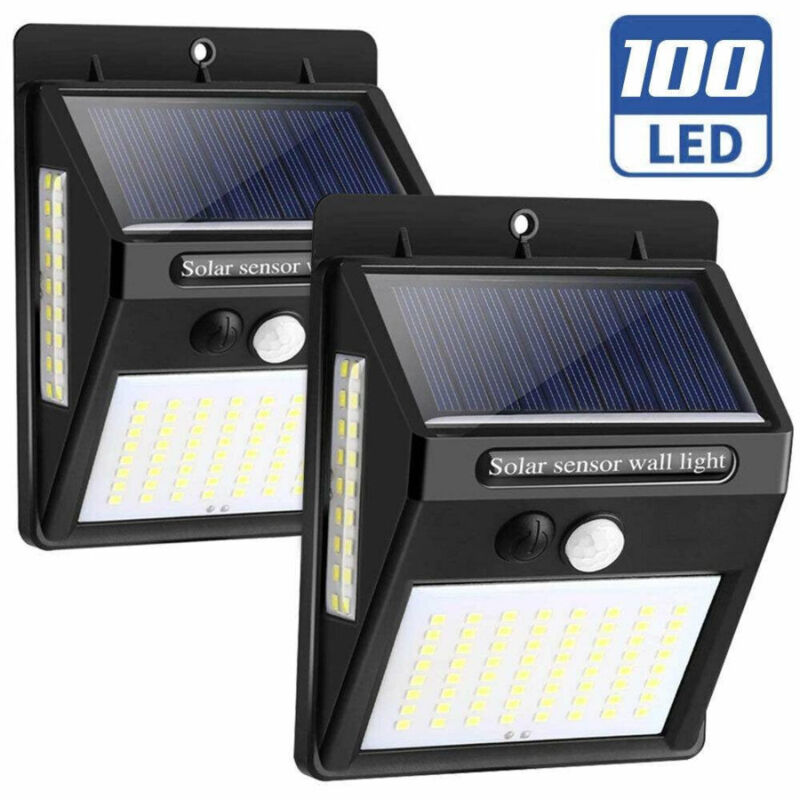 foto del prodotto trade shop traesio set 2pz lampada faro led solare faretto sensore movimento luce esterno giardino 