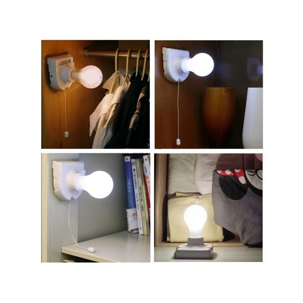 foto del prodotto trade shop traesio set 2pz luci led lampadine bulbi portatili senza fili interruttore adesive a batterie 