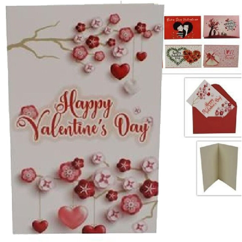 foto del prodotto trade shop traesio set 3 biglietti auguri san valentino bigliettino 13.5x8.5cm 6 fantasie assortite 