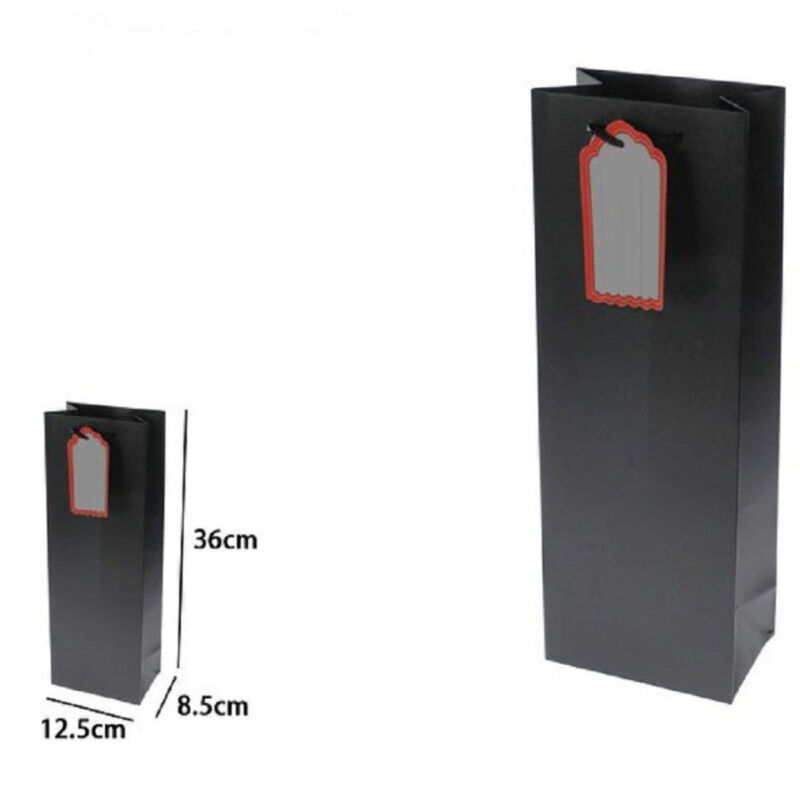 foto del prodotto trade shop traesio set 3 buste borsa regalo sacchetto targhetta bottiglie 36x12.5x8.5cm 69891 nera 