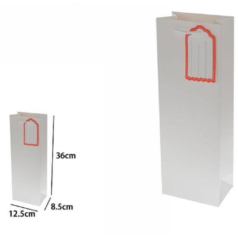 foto del prodotto trade shop traesio set 3 buste borsa regalo sacchetto targhetta bottiglie 36x12.5x8.5cm 69892 bianca 