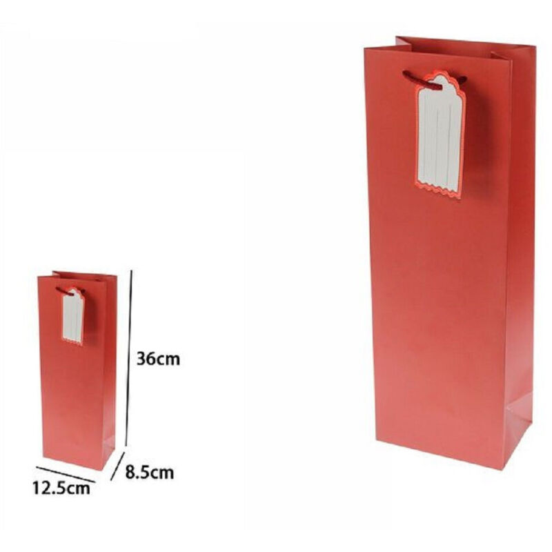 foto del prodotto trade shop traesio set 3 buste borsa regalo sacchetto targhetta bottiglie 36x12.5x8.5cm 69893 rossa 