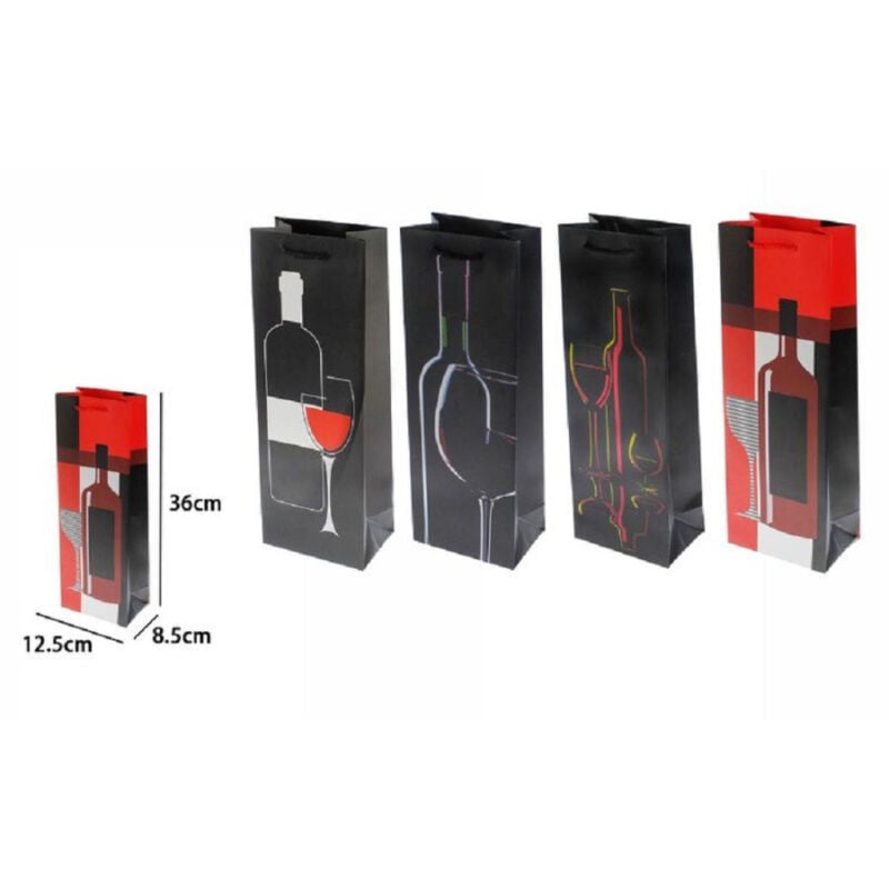foto del prodotto trade shop traesio set 3 buste da regalo 36x12.5x8.5cm sacchetto vino bottiglie 69896 varie fantasie 