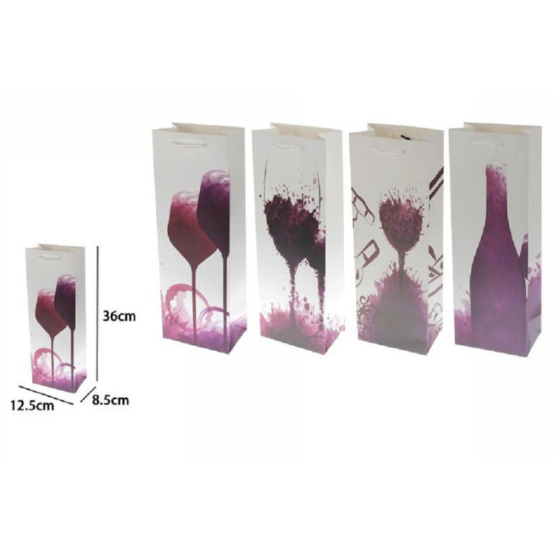 foto del prodotto trade shop traesio set 3 buste regalo sacchetto bottiglie vino 36x12.5x8.5 cm 69897 varie fantasie 