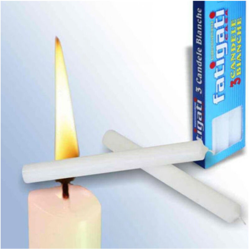 foto del prodotto trade shop traesio set 3 candele steariche candela votiva in cera bianche lunghe 18x2cm decorazioni 