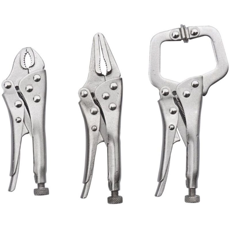 foto del prodotto trade shop traesio set 3 chiave pinza pinze scatto 4 5 autobloccante a pressione regolabile 
