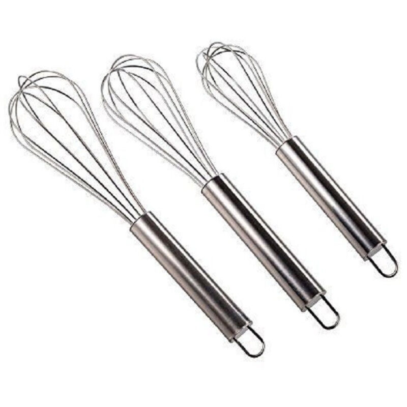 foto del prodotto trade shop traesio set 3 fruste da cucina in acciaio 20 25 30 cm frustino frullatore sbattitore 