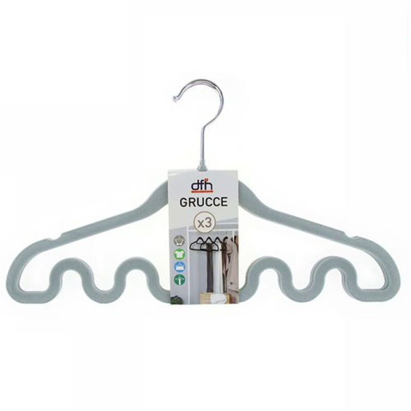 foto del prodotto trade shop traesio set 3 grucce appendiabiti fashion fondo onda magica colorate shirt accessori top 