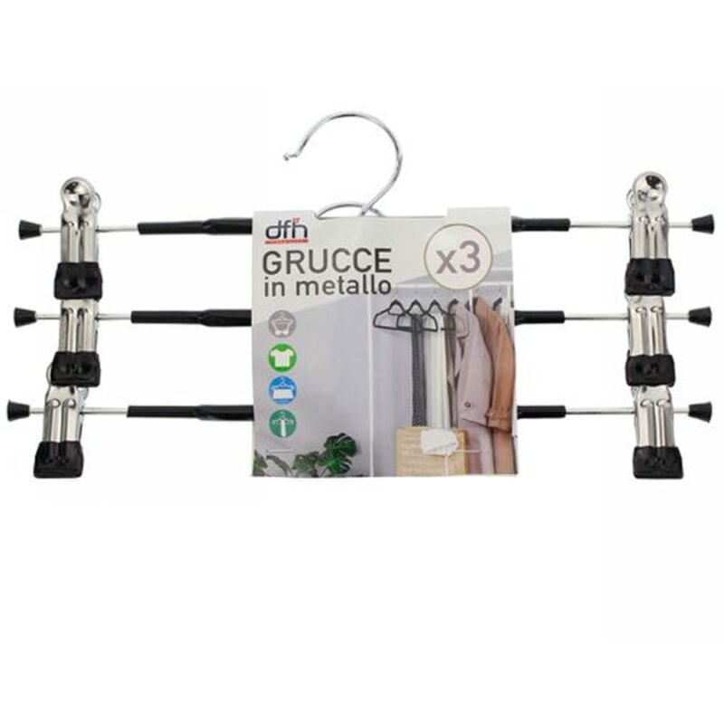 foto del prodotto trade shop traesio set 3 grucce pantaloni in metallo armadio clip antiscivolo gonne shorts top 31cm 