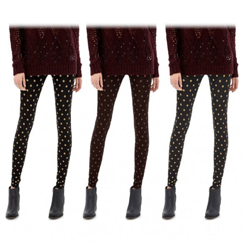 foto del prodotto trade shop traesio set 3 leggings a pois da donna ass. heather eff. termico interno felpato 
