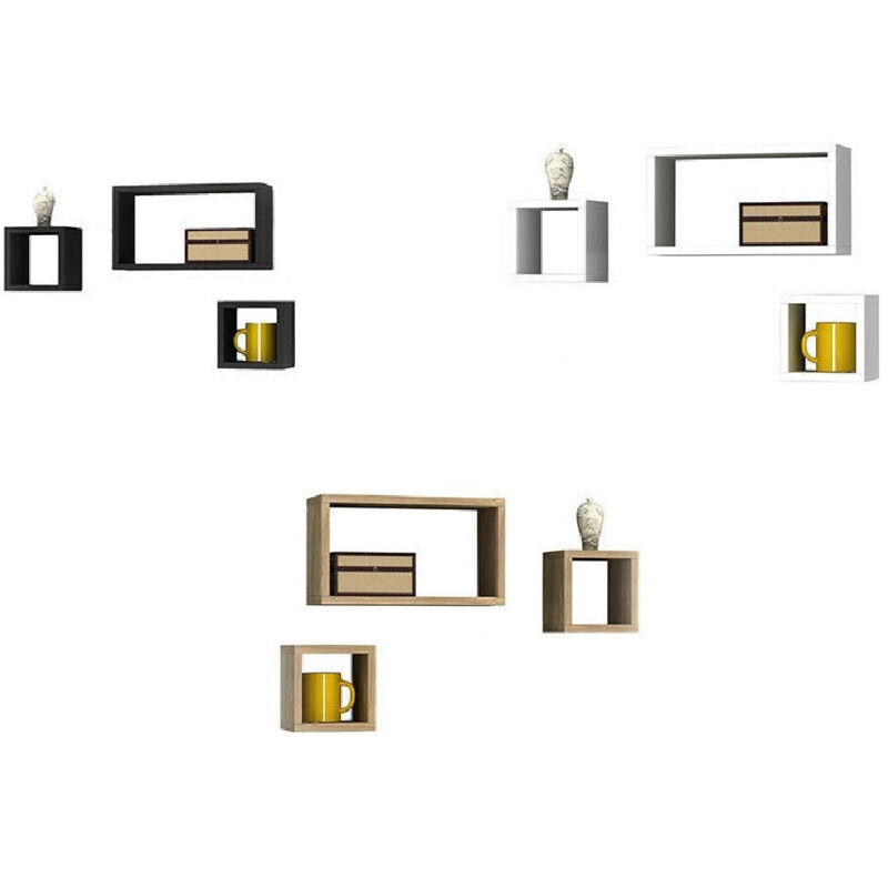 foto del prodotto trade shop traesio - set 3 mensole cubi a parete in legno mdf scaffale libreria mensola vari colori -