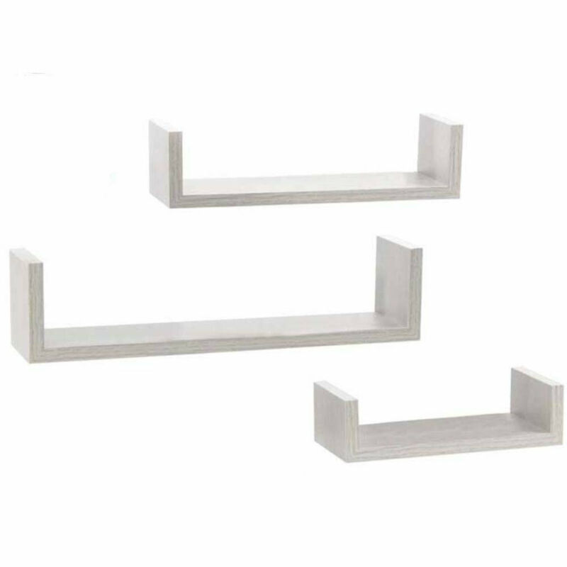 foto del prodotto trade shop traesio set 3 mensole da parete moderne design con bordi mensola scaffale legno bianco 