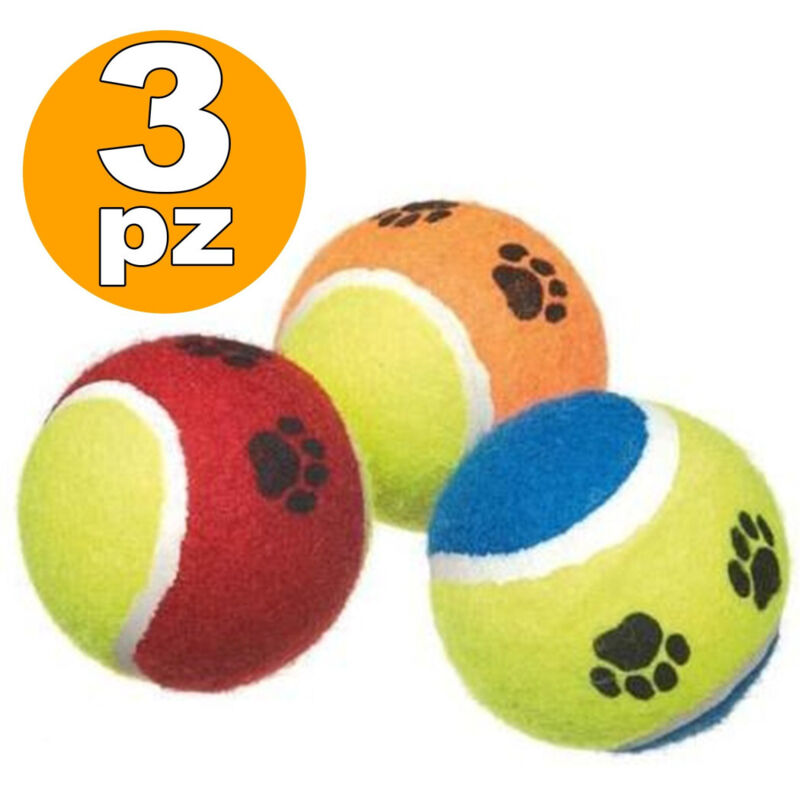 foto del prodotto trade shop traesio set 3 palline pallina da tennis cane gioco lanciatore palla parco gatto cani 