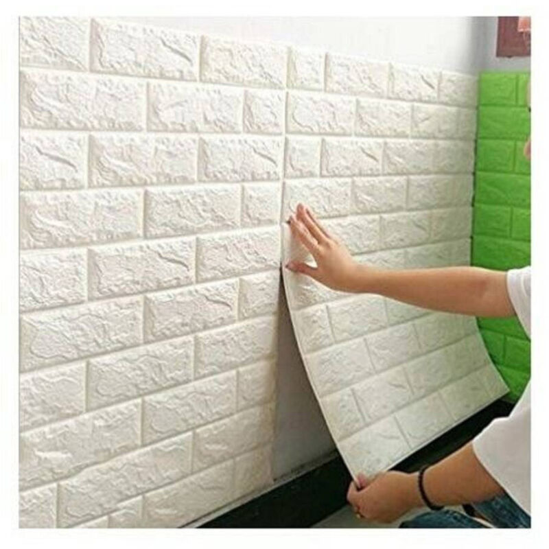 foto del prodotto trade shop traesio set 3 pannelli muro 3d adesivo parete piastrelle mattonelle bianco pannello 