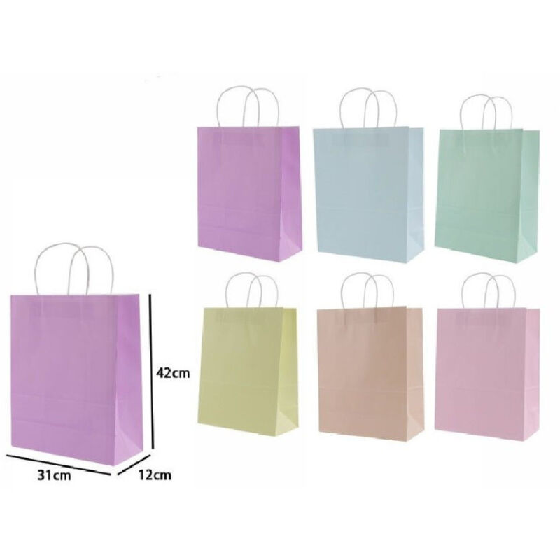 foto del prodotto trade shop traesio set 3 pezzi buste borsa da regalo sacchetti carta vari colori 42x31x12cm 68492 