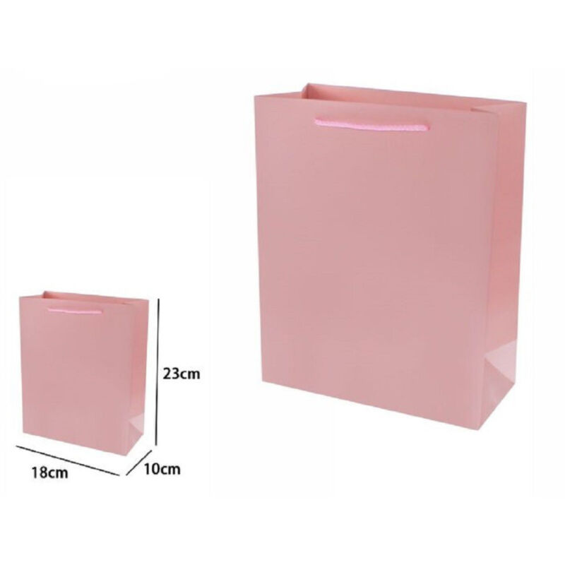 foto del prodotto trade shop traesio set 3 pezzi buste borsa regalo sacchetti 23x18x10cm 69919 rosa con manico cordino 