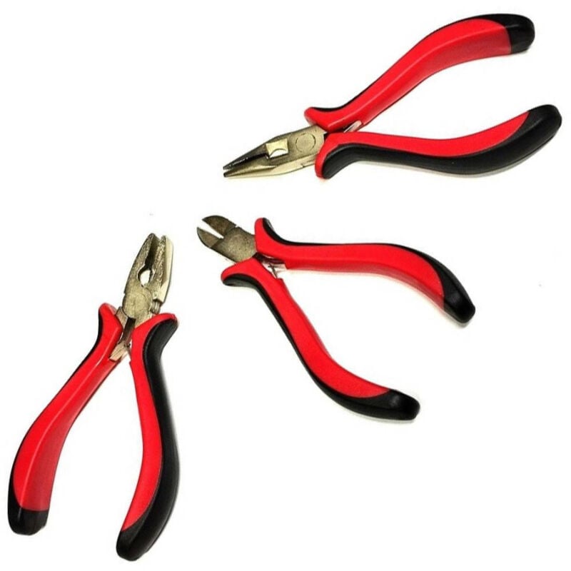 foto del prodotto trade shop traesio set 3 pezzi mini pinze pinzette di precisione 125 mm per elettronica bricolage 