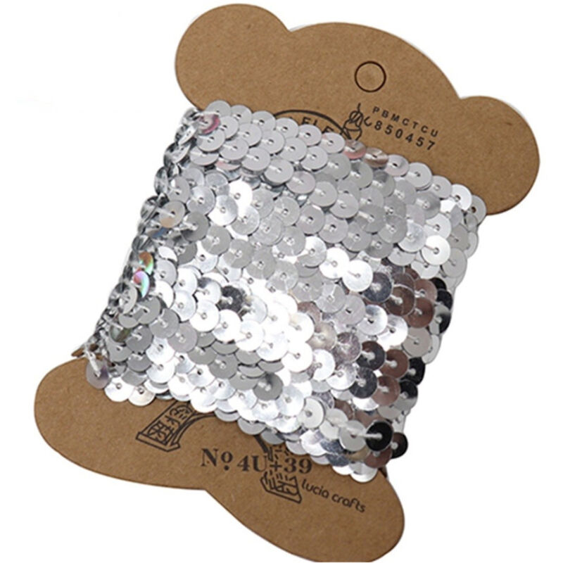foto del prodotto trade shop traesio set 3 pezzi nastro paillettes argento 3 metri cc6823 fascia glitter cucito sarta 