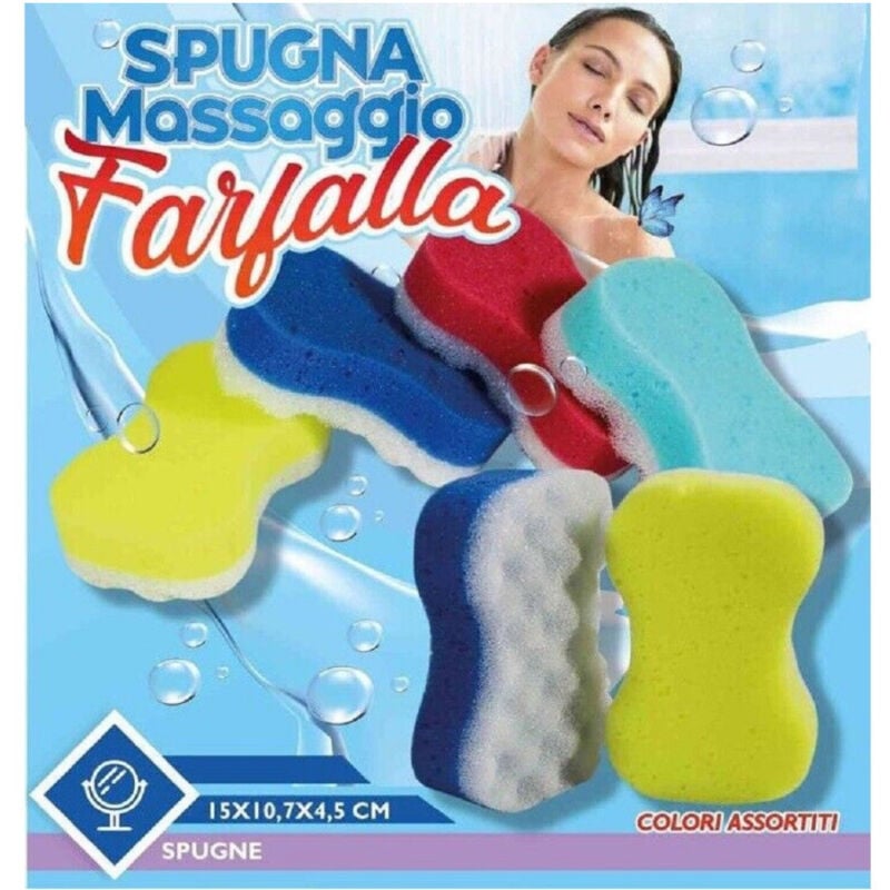 foto del prodotto trade shop traesio set 3 pezzi spugna corpo bagno doccia colorate farfalla morbide massaggio 40148 