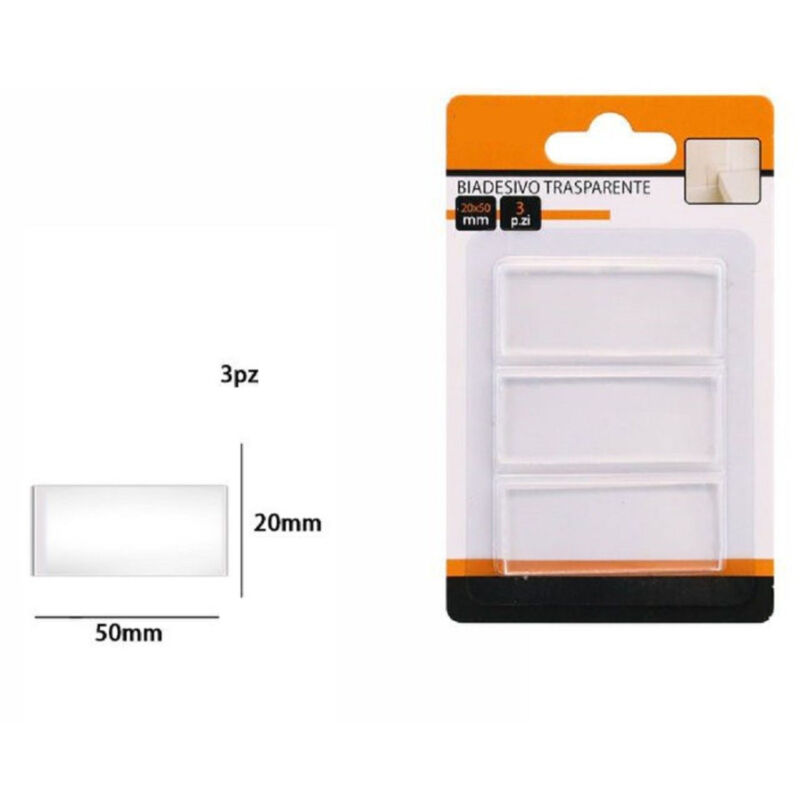 foto del prodotto trade shop traesio set 3 pezzi strisce gommini biadesivo trasparente protezione casa 20x50 mm 66101 