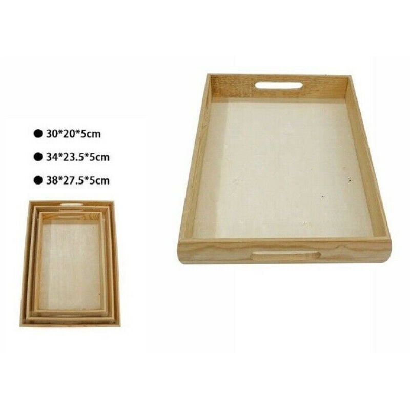 foto del prodotto trade shop traesio set 3 pezzi vassoio in legno naturale decoupage tris matrioska scatola 53469a 