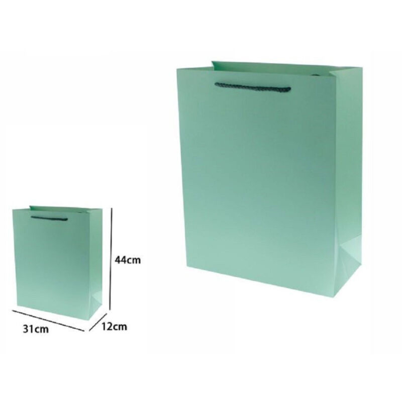 foto del prodotto trade shop traesio set 3 pz buste borsa regalo sacchetti 44x31x12 cm 69909 verde con manico cordino 