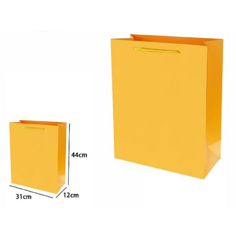 foto del prodotto trade shop traesio set 3 pz buste borsa regalo sacchetti 44x31x12cm 69917 giallo con manico cordino 
