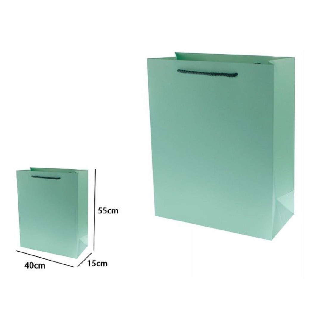 foto del prodotto trade shop traesio set 3 pz buste borsa regalo sacchetti 55x40x15 cm 69910 verde con manico cordino 