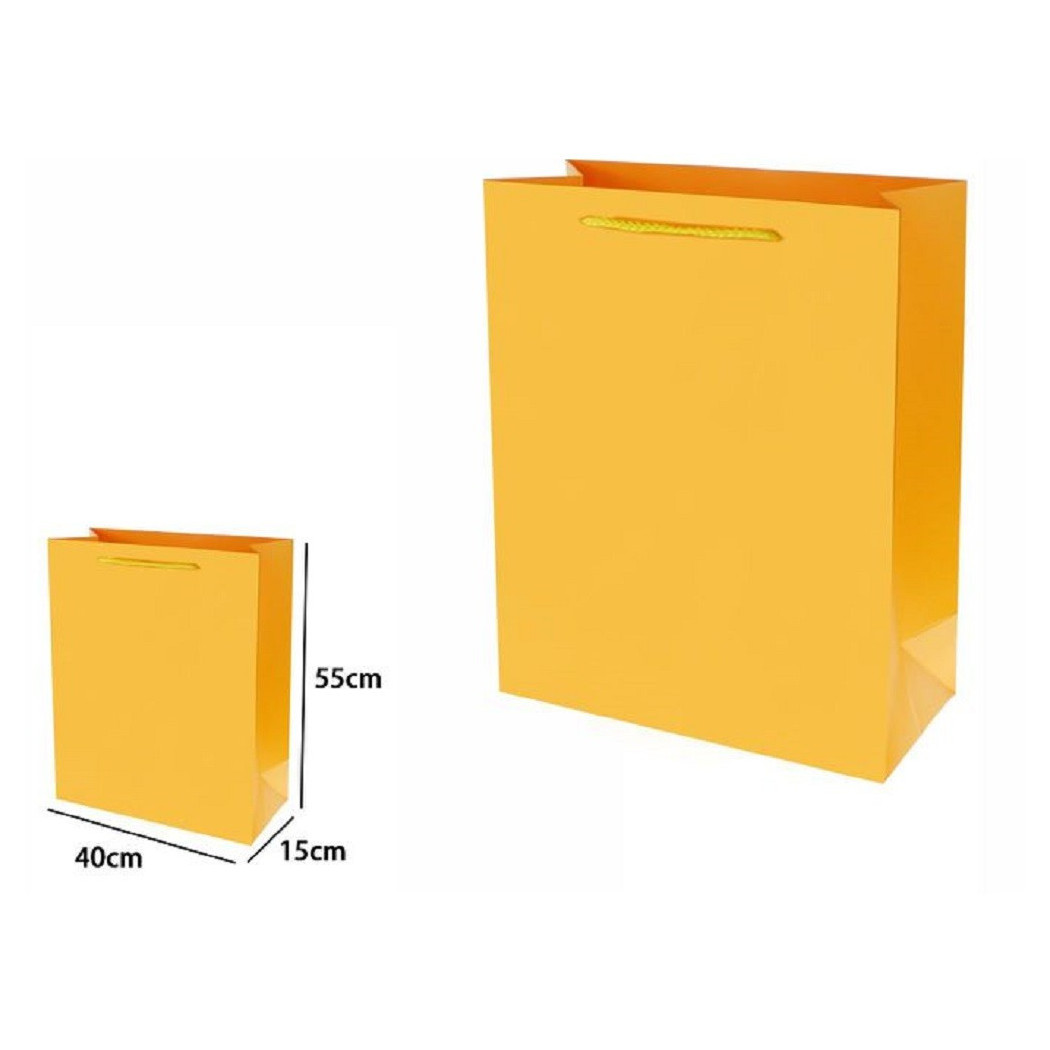foto del prodotto trade shop traesio set 3 pz buste borsa regalo sacchetti 55x40x15cm 69918 giallo con manico cordino 