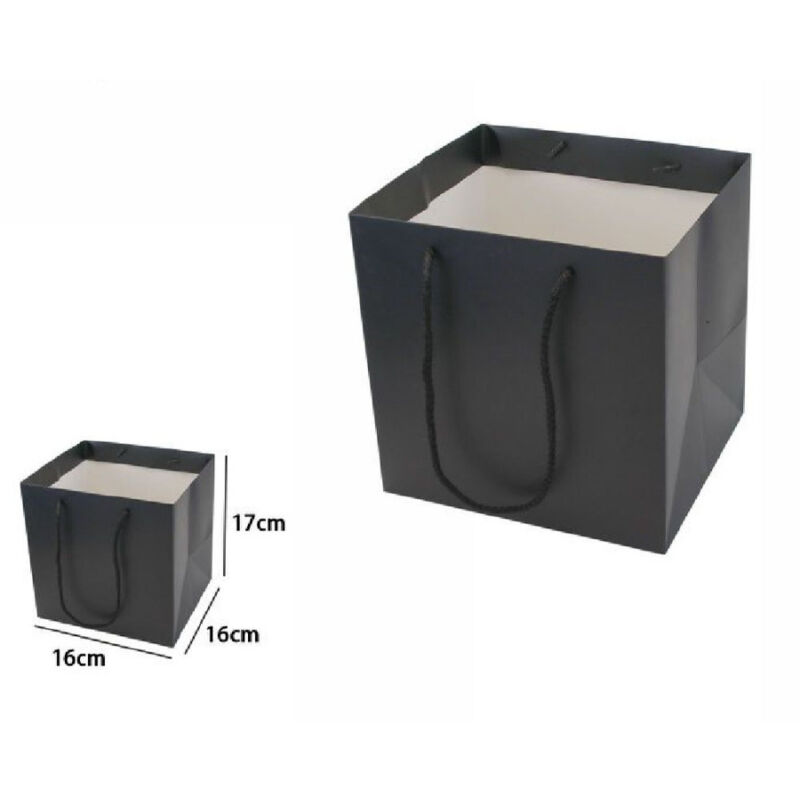 foto del prodotto trade shop traesio set 3 pz buste busta borsa da regalo nera 16 x 16 x 17 cm manici in corda 69241 