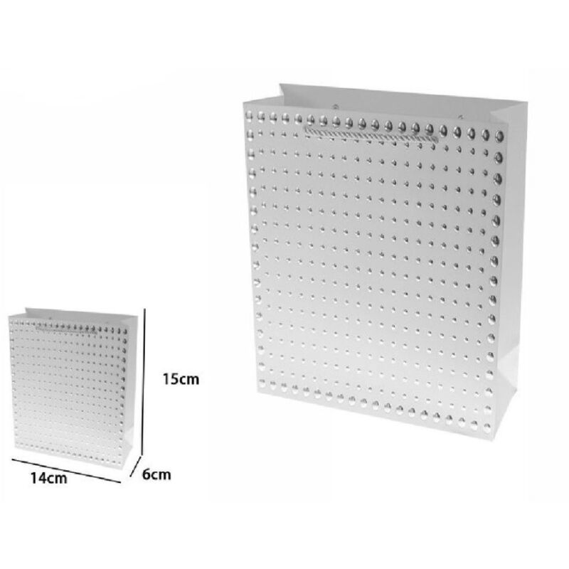 foto del prodotto trade shop traesio set 3 pz buste regalo shopper grigia borchie maniglie cordoncino 15x14x6cm 69953 