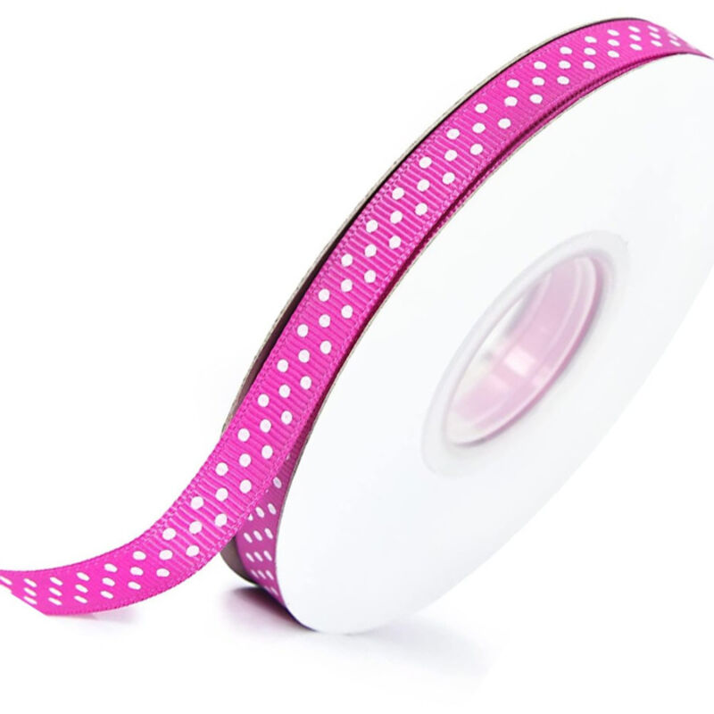 foto del prodotto trade shop traesio set 3 pz nastro fucsia a pois per bomboniere organza raso decorazioni decoupage 
