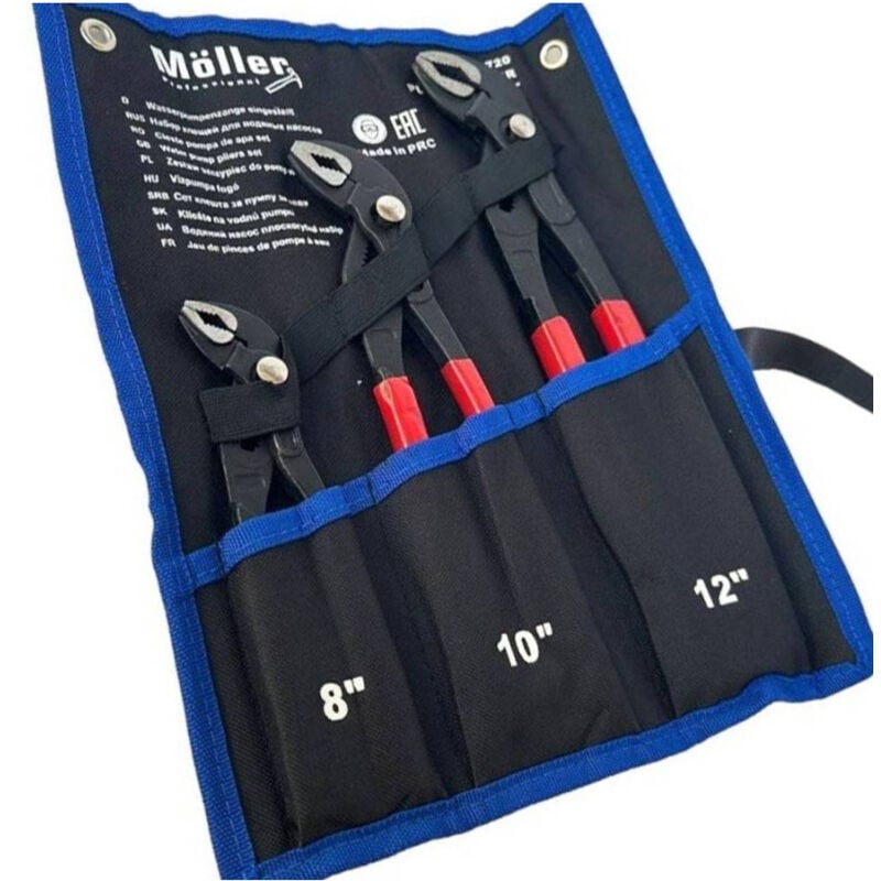 foto del prodotto trade shop traesio set 3 pz pinze poligrip pinza a pappagallo con pulsante regolabile 8 10 12 