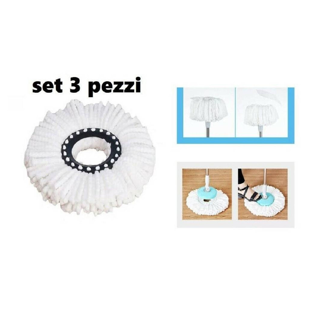 foto del prodotto trade shop traesio set 3 pz ricambio singolo rotomop mocio in microfibra roto mop super five x5 