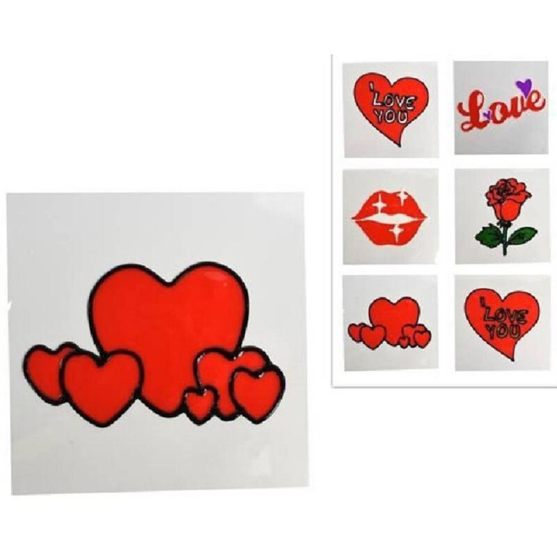 foto del prodotto trade shop traesio set 3 vetrofania adesivi sticker 15cm san valentino amore vari modelli assortiti 
