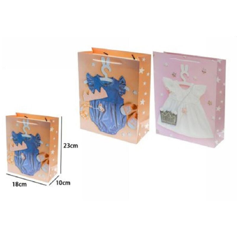 foto del prodotto trade shop traesio set 3buste busta borsa regalo nascita compleanno bimba 23x18x10cm 69973 2modelli 
