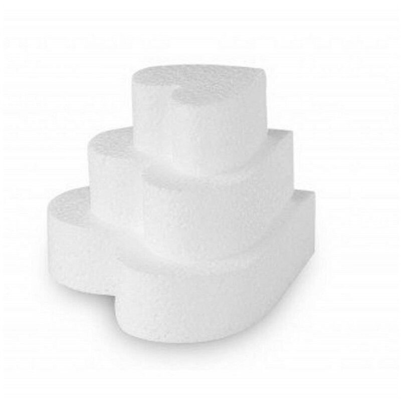 foto del prodotto trade shop traesio - set 3pz base stampo cuore polistirolo 3 diverse misure torta cake design decorazione -