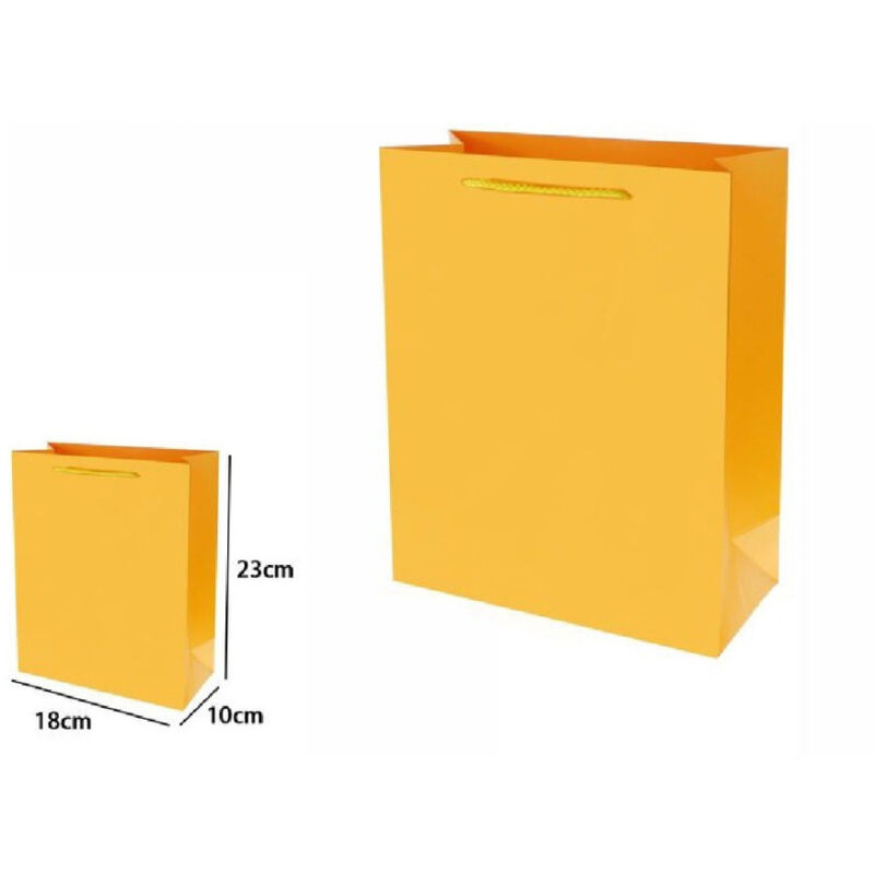 foto del prodotto trade shop traesio set 3pz buste borsa regalo sacchetti 23x18x10 cm 69915 giallo con manico cordino 