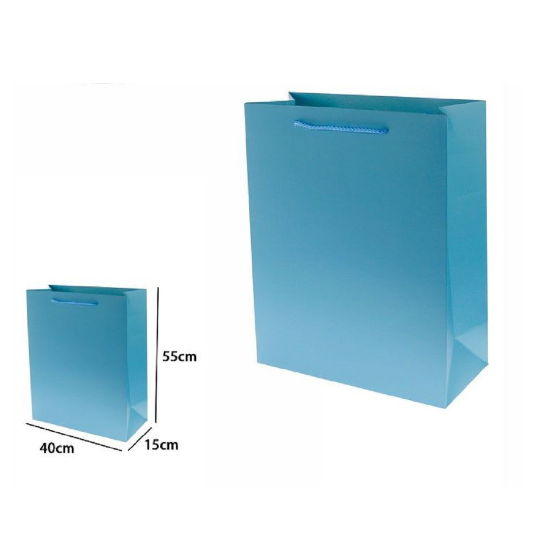 foto del prodotto trade shop traesio set 3pz buste borsa regalo sacchetti 55x40x15cm 69906 celeste con manico cordino 