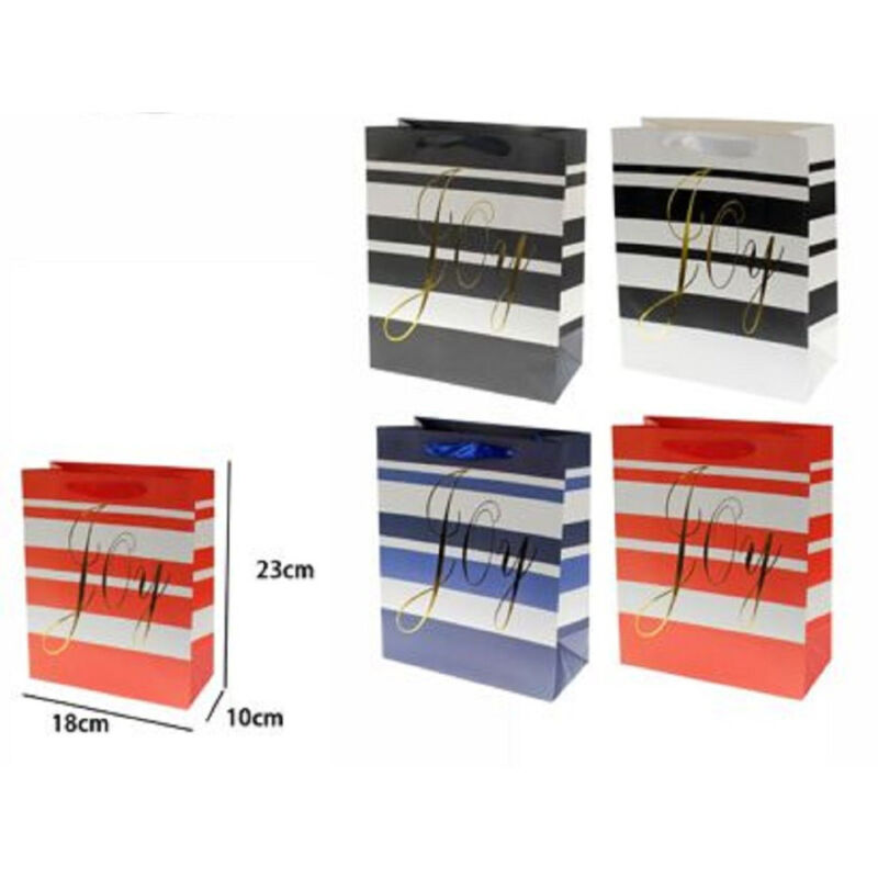 foto del prodotto trade shop traesio set 3pz buste busta da regalo 23x18x10cm sacchetto scritta joy 69958 vari colori 